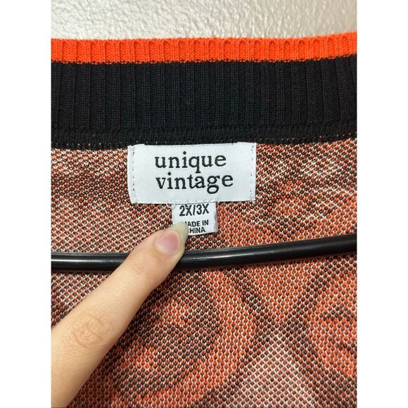 NWOT UNIQUE VINTAGE HALLOWEEN PUMPKIN ARGYLE BLACK CARDIGAN WOMEN'S XXL - Picture 6 of 12